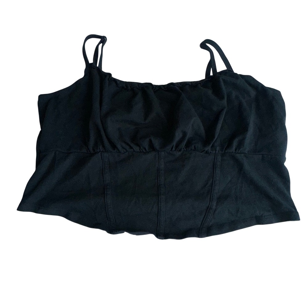 Hollister Black Corset Style Camisole Crop Top XL Adjustable Straps Cotton Blend
